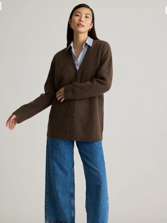 Quince Sweaters - Mongolian Cashmere Oversized Boyfriend Cardigan Sweater in Brown